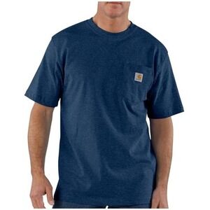 Carhartt Men's Blue Heather Loose Fit Heavyweight Short-Sleeve Pocket Tee Size L